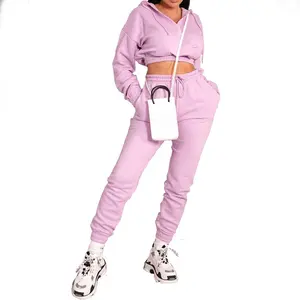 2021 Fashion Clothing Custom Logo Hooded Women Tracksuit Jogger Suit Sport Ladies Fall Winter Sweatsuit 2 Piece Pant Sets