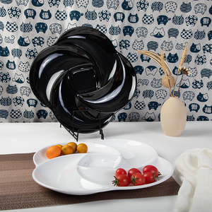 Platos Divididos para Servir <span class=keywords><strong>Tapas</strong></span> Irregulares <span class=keywords><strong>Españolas</strong></span> Hcma, Plato para Servir Glaseado con Forma de Flor, Platos de Melamina para Uso en Fiestas en Casa - Product Image 4