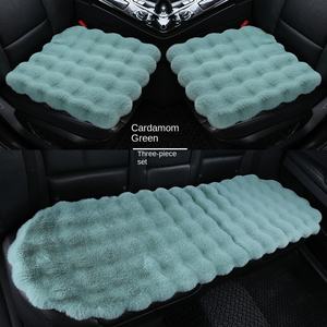 غطاء مقعد سيارة سميك من الفرو الصناعي الناعم للحيوانات الأليفة للمقاعد الأمامية والخلفية مع قاعدة مانعة للانزلاق وإغلاق بسحاب وحزام - Product Image 4