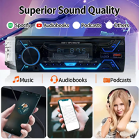 Amplificateur stéréo Hi-Fi pour voiture, lecteur MP3 avec USB/émetteur FM, télécommande, câble ISO et garantie d'un an