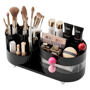 Cosmetic <b>Storage</b> Box Large Capacity Rotating <b>With</b> Drawers For Makeup Organizer <b>Dressing</b> <b>Table</b> Plastic Material - Product Image 2