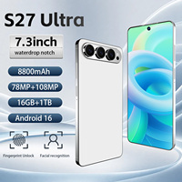 Smartphone S27 Ultra 5G Android 15 Écran LCD HD 7,3 pouces 120Hz 16 Go de RAM 1 To de ROM Appareil photo IA 108MP Batterie 8000 mAh