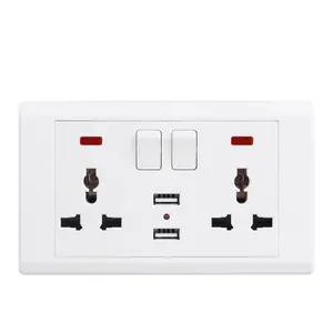 Electric Control Multi 13A Switch Socket 220v-250v Wall Switches Brass,silver Alloy Touch Point BS Standard universal socket