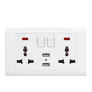 Toma de corriente de aleación de latón para interruptor de pared, enchufe universal estándar BS de aleación de plata, multienchufe de 13A, 220v-250v