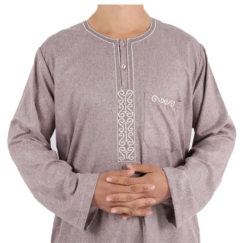 2021 새로운 디자인 코튼 소재 모로코 긴 소매 이슬람 드레스 Thobe 이슬람 의류 abaya 망