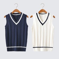 Pull en coton tricoté sans manches pour femme, taille XS, col en V, motif jacquard personnalisé, décontracté, respirant, haut court, soldes de printemps