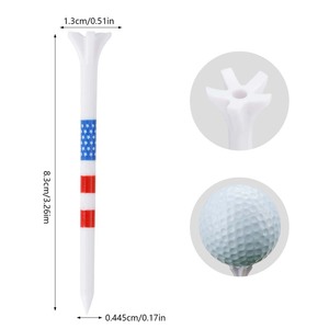 <b>Golf</b> Ball Tee With Flag Pattern Striped Cleats Plastic 83mm Four Corner Durable For <b>Golf</b> Sports - Product Image 3