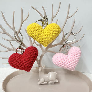 Porte-clés en peluche douce fait main au crochet, pendentif tricoté tournesol et kaki, style bohème, pour breloque de sac en forme de cœur, vente en gros, fil mignon - Product Image 2
