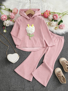 Ensemble <span class=keywords><strong>de</strong></span> vêtements pour bébés filles, motif floral d'automne, sweat-shirt à capuche et pantalon pour enfants - Product Image 6