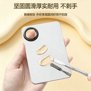 Stainless Steel Makeup Palette Set Half Round Small Size Professional Mixing Board For <b>Foundation</b> Lipstick Eyeshadow Concealer - Product Image 4