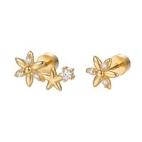 Boucles d'oreilles simples et polyvalentes en argent, bijoux en gros, plaqué or, avec un zircon rond, clous d'oreilles circulaires