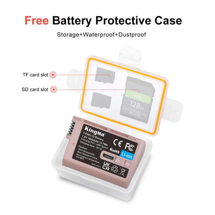 KingMa 1960mAh USB-CニコンD600D610 D800 D810 D7000 D7100 D750D7200 