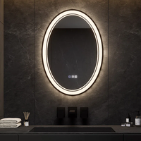 Miroirs éclairés avec cadre ovale en alliage d'aluminium noir, accessoires pour miroirs LED
