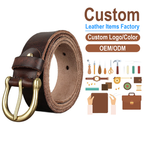 Cinturón de Cuero Genuino para Hombre, Estilo Casual y Sencillo, con Hebilla de Latón para Jeans - Product Image 1