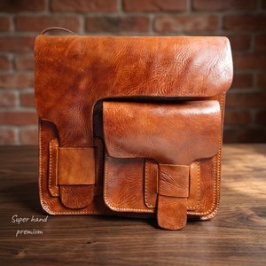 Genuine Leather Vintage Moroccan Style Shoulder Crossbody Bag with Two Straps <b>ZIP</b> Closure Handmade <b>Wallet</b> Case for Daily Travel - Product Image 3