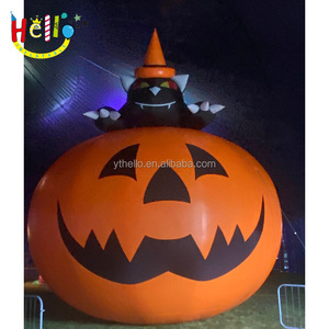 Acceso grande gatto nero gonfiabile di halloween aufblasbare katze sulla zucca - Product Image 1