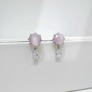 Pendientes de plata de ley 925 con piedra natural, joyería de moda elegante para boda, pendientes de circonita rosa de lujo para mujer - Product Image 1