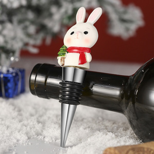 Resin Christmas Bunny Wine Stopper 4916-10 Holiday Decor Gift For Party <b>Sealing</b> Bottle - Product Image 2
