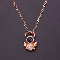 Collar de piedra natal de Ángel chapado en oro de 18K para niñas, niños, mujeres, Zirconia cúbica, Ala de Ángel, piedra natal, colgante de corazón, colgante de boda