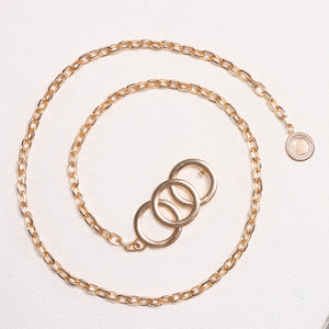โซ่คาดเอวสีทอง ดีไซน์เรขาคณิตสามวง ทำจากโลหะผสมสังกะสี สำหรับผู้หญิง สวมใส่ได้ทุกวัน - Product Image 4