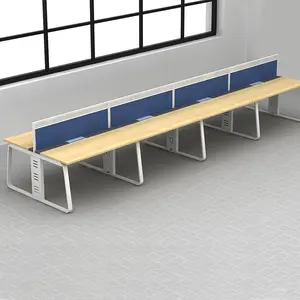 Kantor Furniture Woodworking Bench Meja Seri Putih Frame 8 Orang Kursi Meja Kantor