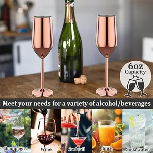 Set <span class=keywords><strong>di</strong></span> 6 <span class=keywords><strong>Bicchieri</strong></span> da Vino Ecologici in Acciaio Inossidabile Infrangibili 220ml/250ml, Calici per Cocktail da Bar - Product Image 2