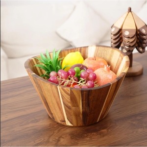 ชามสลัดไม้กระถินณรงค์, ชามซุปไม้เนื้อแข็งสำหรับร้านอาหาร/โรงแรม/บ้าน, ชามผลไม้ไม้, ชามอเนกประสงค์ - Product Image 1