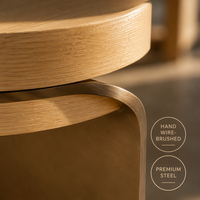 Bureau d'écriture en chêne arrondi avec tiroir frontal sculptural, table de bureau moderne pour la maison, mobilier en bois naturel