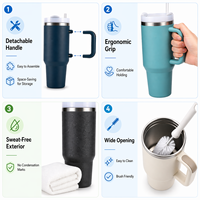 Gobelet isotherme en acier inoxydable à double paroi avec logo personnalisé, 20 oz, 30 oz, 40 oz, tasse à café de voyage, gobelet avec poignée