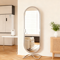 Porte-revues en acier inoxydable de style moderne avec miroir pleine longueur, unité de rangement avec miroir mobile, miroir sur pied