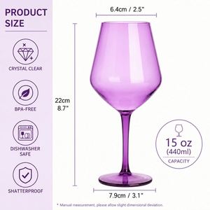 Cadeaux personnalisés avec logo, mariage, verres à vin colorés en plastique Tritan de 15 oz, verres à vin à long pied - Product Image 2