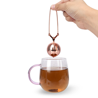 Infuseur à thé de luxe en or rose avec long manche - Boule filtrante en acier inoxydable 304 - Passoire à thé réutilisable pour feuilles de thé en vrac