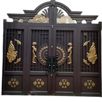 Puerta de Entrada Doble de Aluminio y Acero Inoxidable con Recubrimiento en Polvo, Anti-Escalada, para Exteriores, Casa o Garaje, Marca Royal Gate