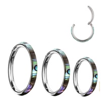 Anneau segmenté articulé en titane G23 sans soudure avec incrustation de coquille d'ormeau, bijou de piercing en titane