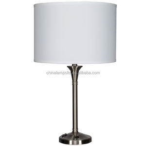 American Modern Large <b>Glass</b> Decorative <b>Table</b> <b>Lamp</b> Bedroom Circular Black Crystal Bottom Cloth Shade Rechargeable AC Power Supply - Product Image 4