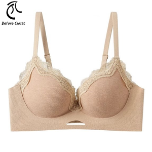 Soutien-gorge push-up d'été en dentelle douce sans fil pour femmes avec petit effet d'amélioration et d'agrandissement de la poitrine Motif solide Couleur de peau - Product Image 1
