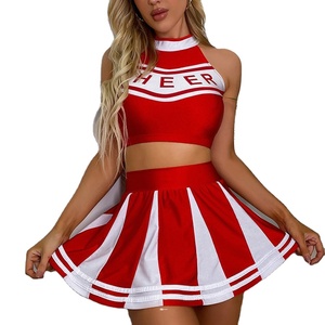 Ensemble de tenue de pom-pom girl sexy pour adultes, imprimé avec logo personnalisé, 100% polyester, pour l'école, Halloween, jeu de rôle, cosplay, non - Product Image 4