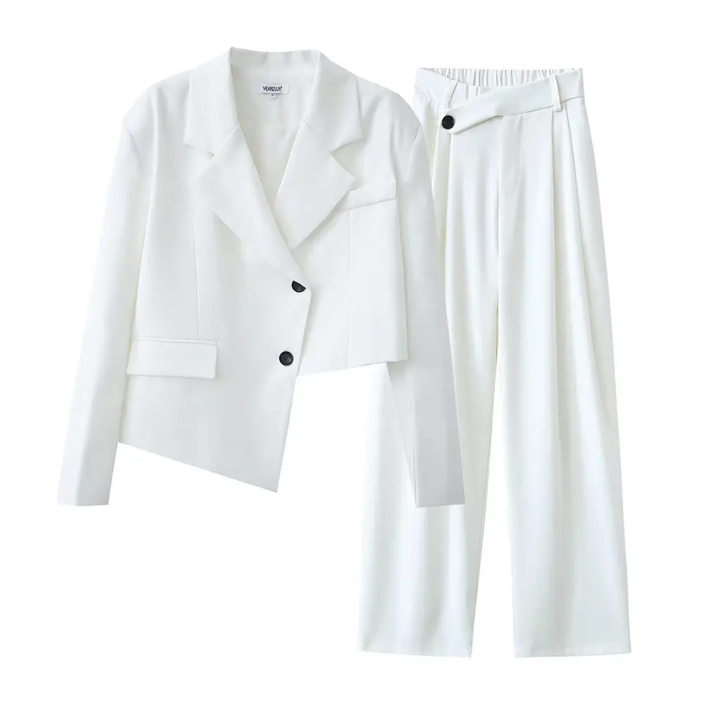 PB&ZA set woman 2 pieces2022 Fashion Blazer Coat Vintage Long Sleeve Back Vents Female + Pants Women's suit