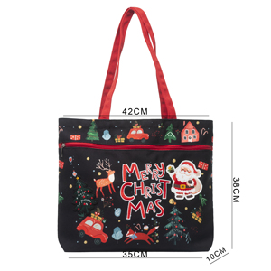 2025 New Style Christmas <b>Personalised</b> High Quality Heavy Weight Strong Handle Shoulder Embroidered Canvas Tote <b>Bag</b> with Zipper - Product Image 2