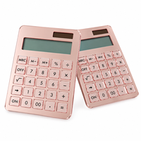 Calculatrice en acrylique rose doré, calculatrice de bureau avec grand écran LCD, pour la maison, l'école et le bureau