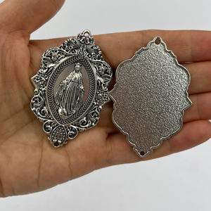 Medaglia religiosa pendente per maria vergine 38x55mm per creazione di gioielli fai da te - Product Image 3