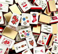 Modernes Goldenes Weihnachtsthema Faltbares Acryl-Amerikanisches Mahjong-Set 160 Stück für 4 Spieler Neuartiges Reiseset Unterhaltung Spaß