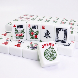Ensemble de Mahjong américain de luxe 160 tuiles en résine imitation jade avec Phénix, Dragon, Joker et chiffres occidentaux, style juif - Product Image 1