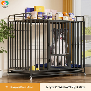 Cage pour <span class=keywords><strong>chien</strong></span> en tube carré pleine longueur <span class=keywords><strong>de</strong></span> 110 cm à six côtés, avec étagère <span class=keywords><strong>de</strong></span> rangement et bac à déjections facile à nettoyer, pour usage intérieur, adaptée aux chiens Alaska, Border Collie, <span class=keywords><strong>Corgi</strong></span>, et chiens allemands. - Product Image 1