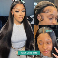 Cheveux humains Remy vietnamiens bruts HD transparents pour perruque frontale, cuticules vierges alignées, sans colle, pré-épilées, prêtes à porter, pour femmes noires