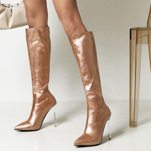 Bottes Stiletto pour femmes, chaussures à la mode automne-hiver, bout pointu, talons hauts, fermeture éclair au dos, grande taille 43 - Product Image 5