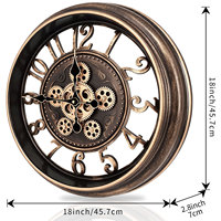 Horloge murale de luxe à cadran squelette de 18 pouces, couleur bronze doré, chiffres arabes, pour décoration intérieure, horloge à quartz artistique à aiguilles, simple face