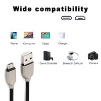 Aleación de zinc Carga rápida 3A USB a Cable de carga Micro-USB para teléfonos móviles Cámara de PC-Chaqueta de PVC con blindaje trenzado