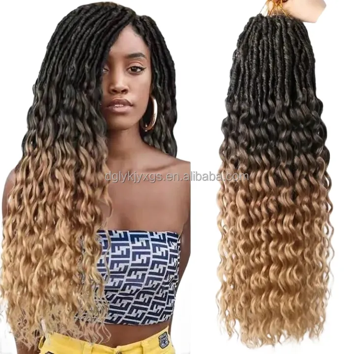 Nouvelle Mode Deep Wave Locs Beauté femmes cheveux 24 Pouces Synthétique Bouclés Perruque Faux Locs crochet cheveux Deep Wave Curl Extension de Cheveux