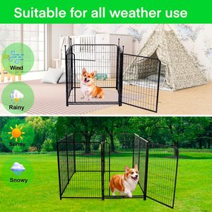 Clôtures de jardin modulaires de 8 panneaux de 48 pouces de haut 17.7 pieds de large 21 portes à seuil bas maisons de jeu en métal pour chiens animaux de compagnie légumes - Product Image 3